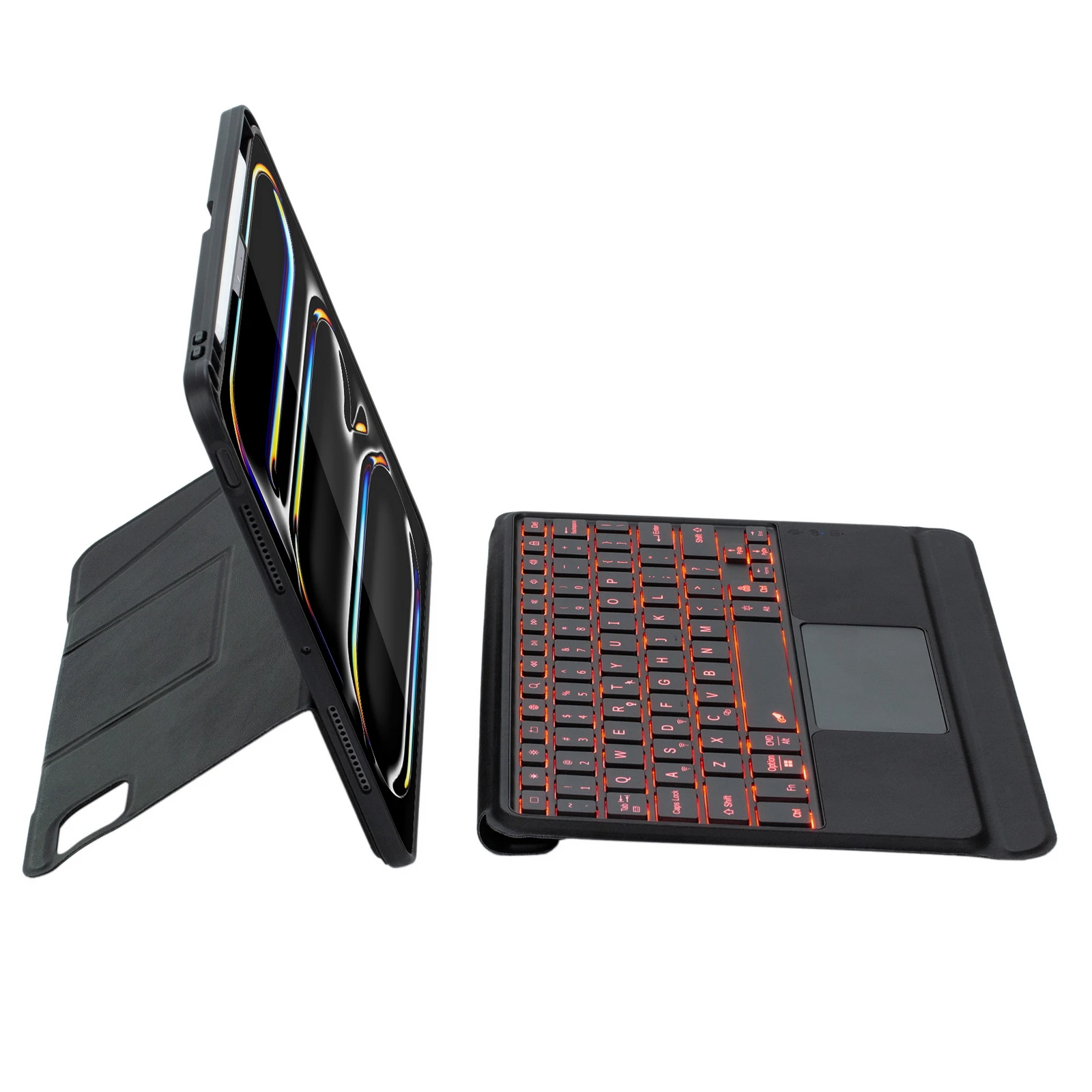 HY-13B لجهاز iPad Pro 11 (2024) حافظة جلدية قابلة للفصل مع لوحة مفاتيح متوافقة مع تقنية Bluetooth مع حامل عائم - أسود