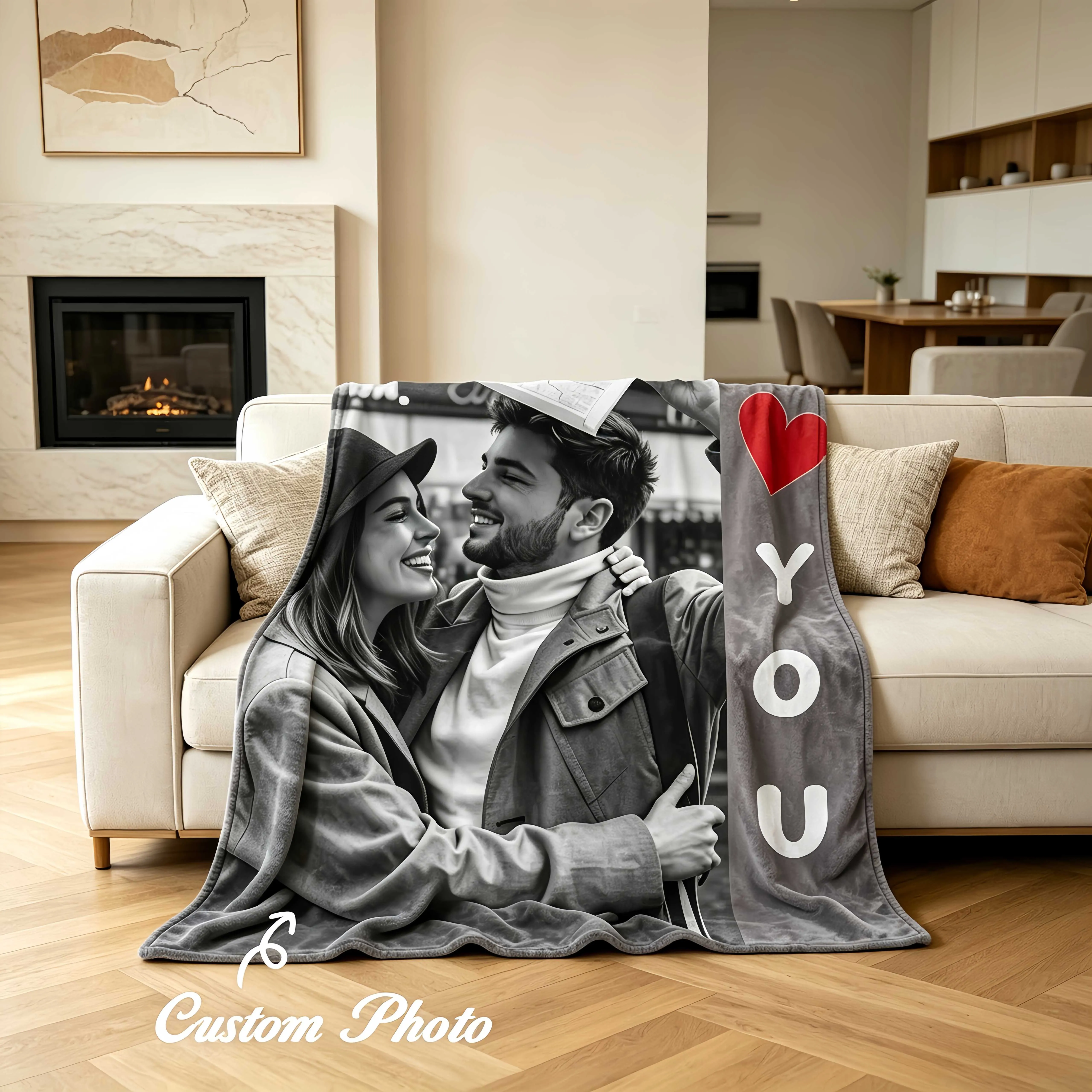 Personalized Custom Photo Flannel Throw Blanket Soft Comfort Ideal Sofa Bed Suitable All Seasons Christmas Gift For He She