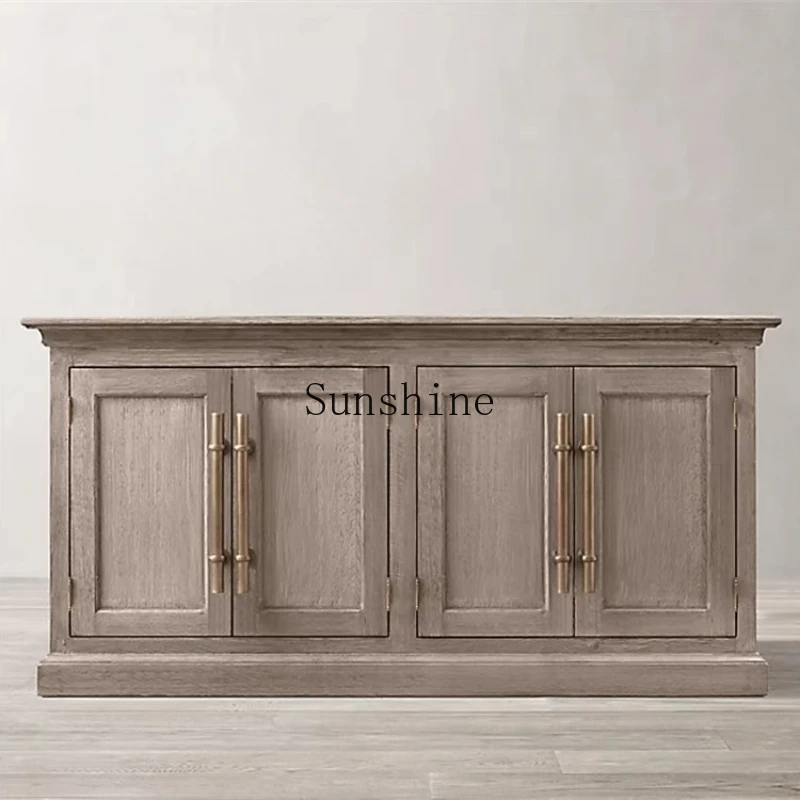 

American solid wood four-door modern rural minimalist porch cabinet simple light luxury living room storage