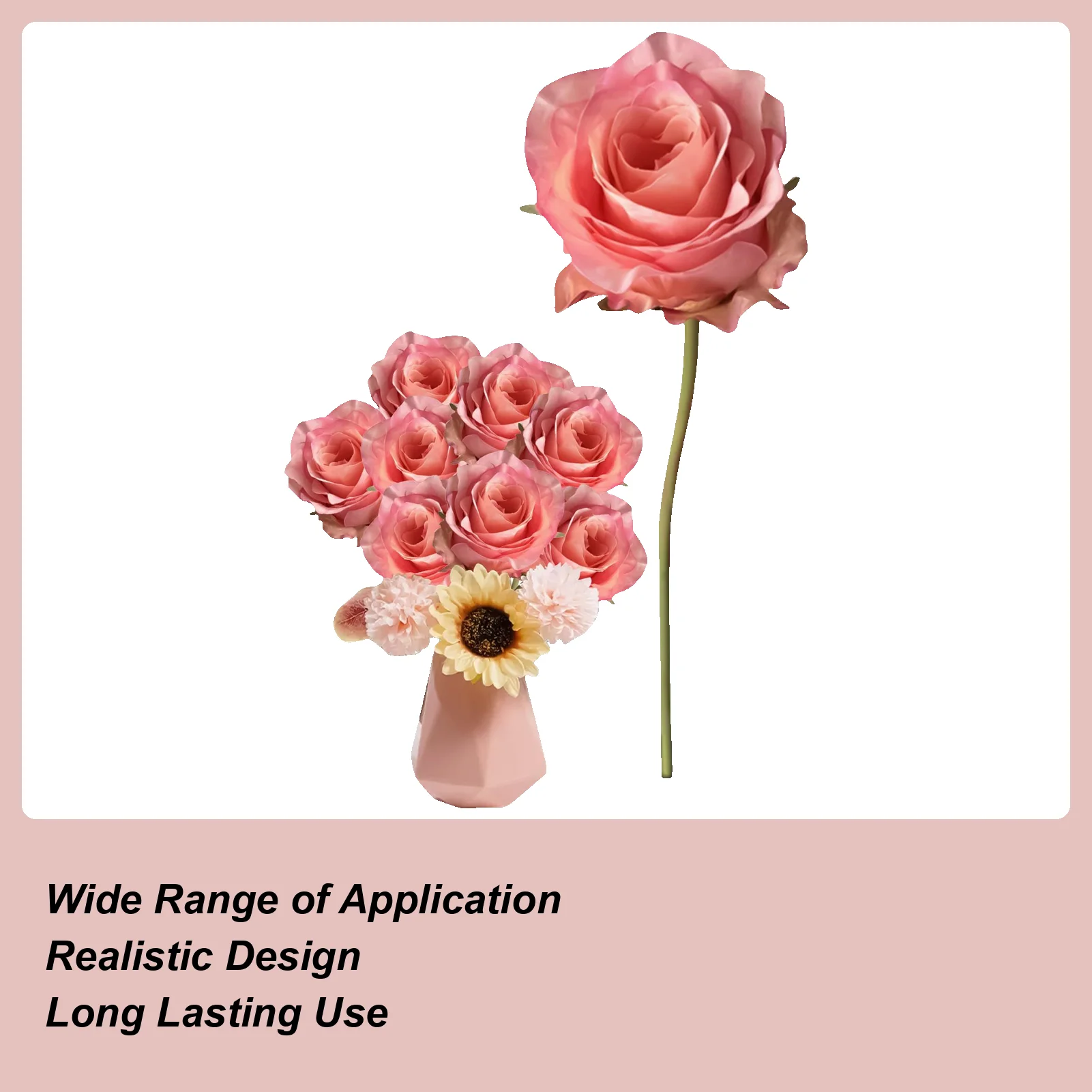 

Artificial Roses Artificial Flowers Silk Bouquet Fake Roses Wedding Bouquets Faux Plants Floral for Wedding Home Decor