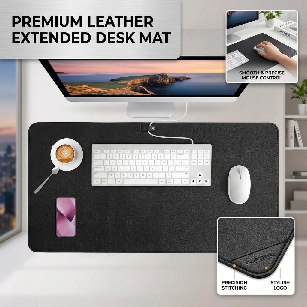 120x60cm Leather Mouse Pad Waterproof Anti-Slip Oversized Laptop Keyboard Desk Pad for Office And Student Writing