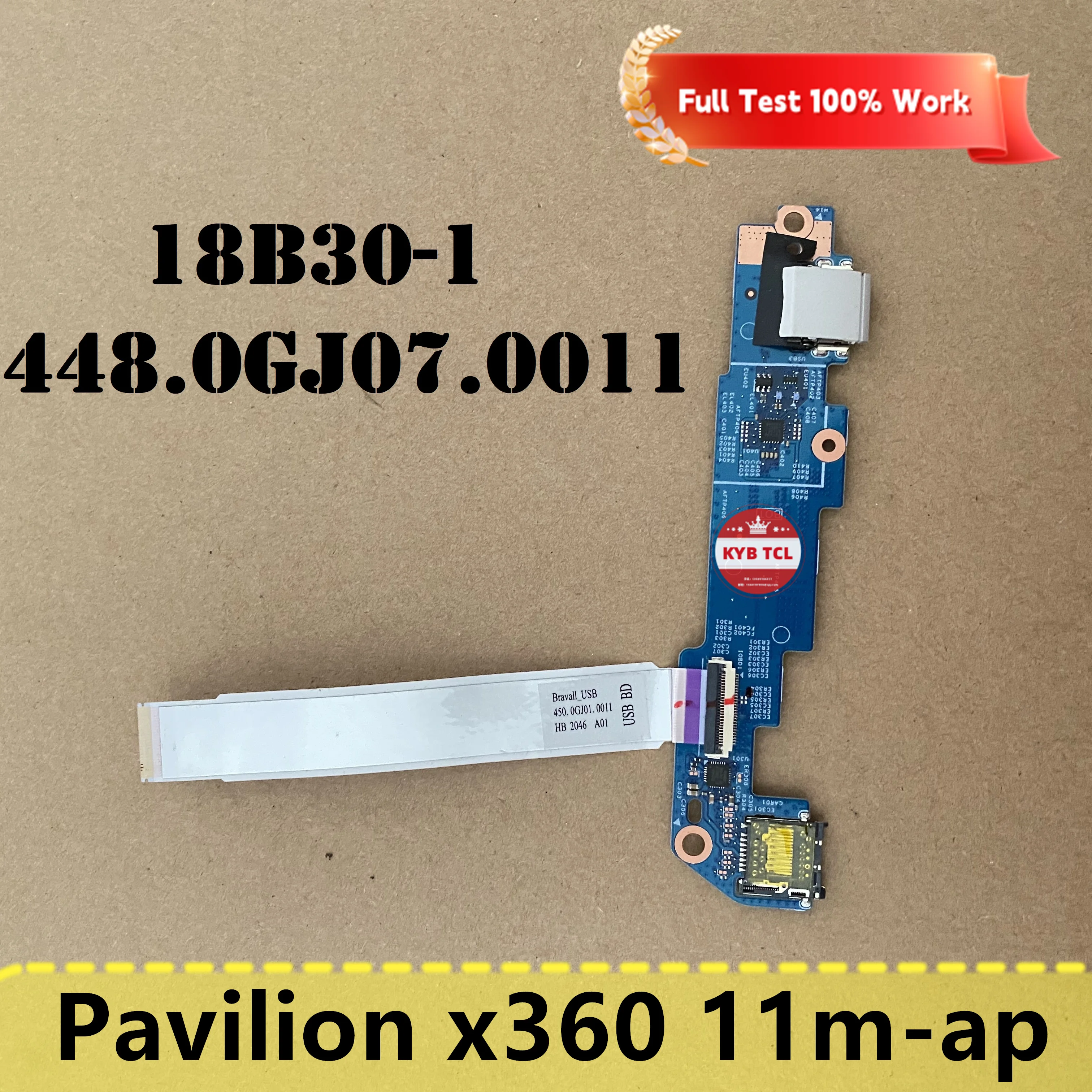 

Подлинный для ноутбука HP Pavilion x360 11m-ap 11m-ap0013dx Series, USB кардридер, плата или кабель 448.0GJ07.0011 18B30-1, ноутбук