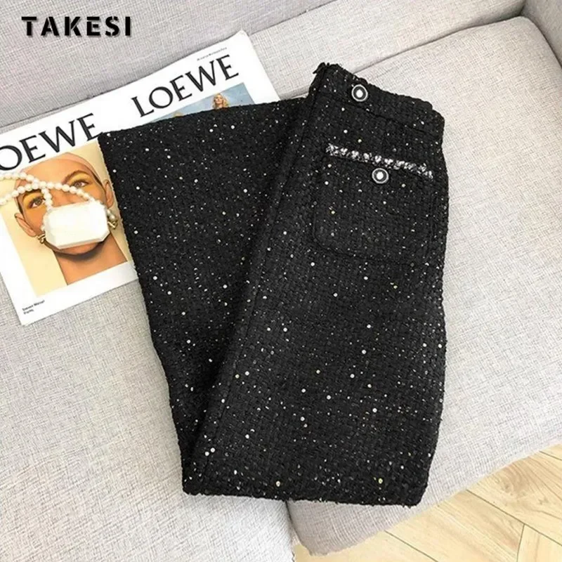 2024 Summer Casual Vintage Style Dot Print High Waist Pants Women Wide Leg Ankle Length Elegant Black Trousers