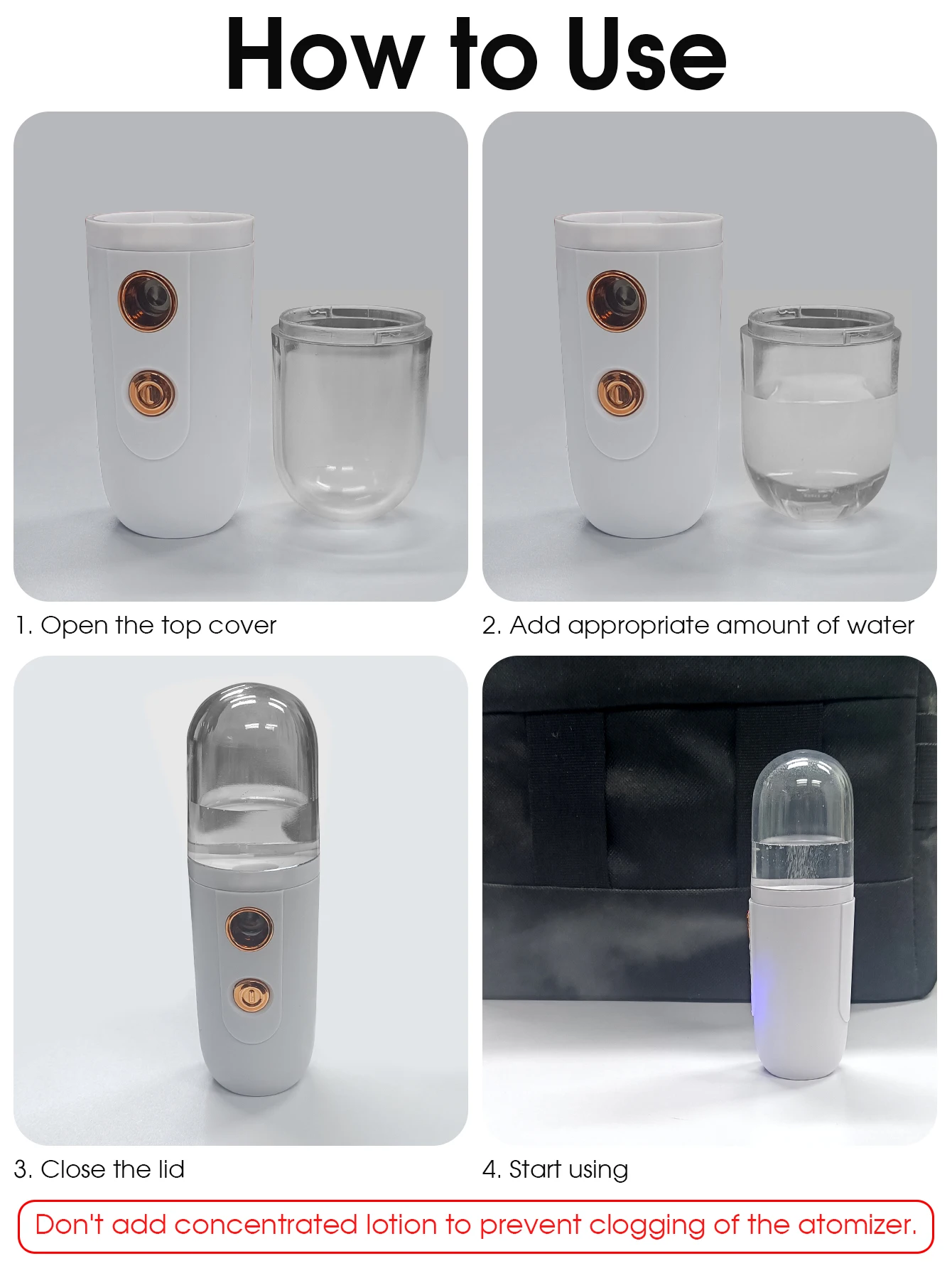 เครื่องพ่นไอน้ำนาโนสำหรับผิวหน้า เครื่องพ่นไอน้ำเย็นแบบพกพา เครื่องเพิ่มความชุ่มชื้นสำหรับผิวหน้า