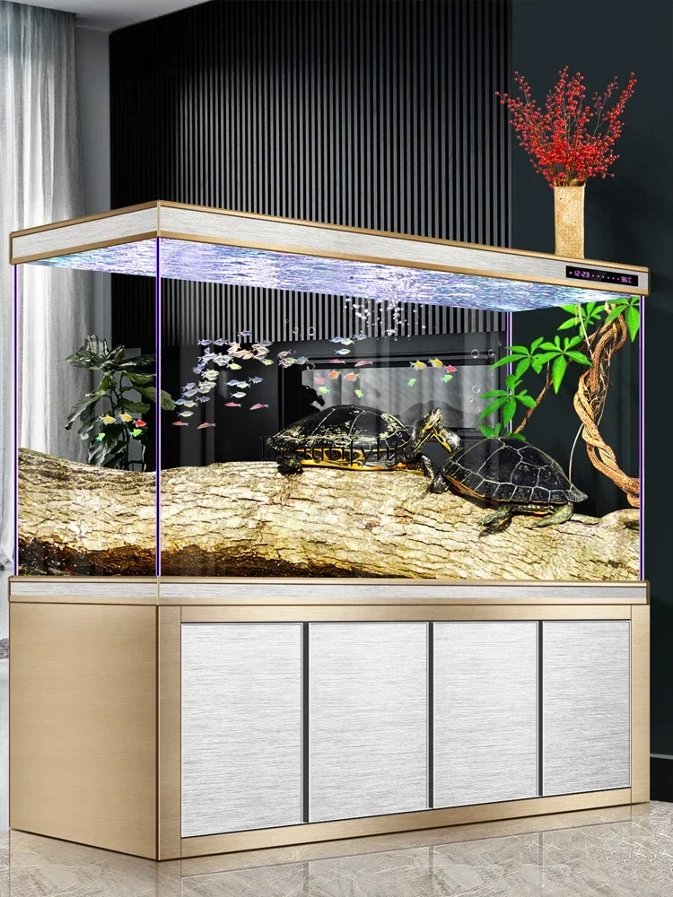 

yj9 Dragon Fish Tank Living Room Large Aquarium Bottom Filter Ultra-White Glass Home Partition Ecological Automatic Change Water