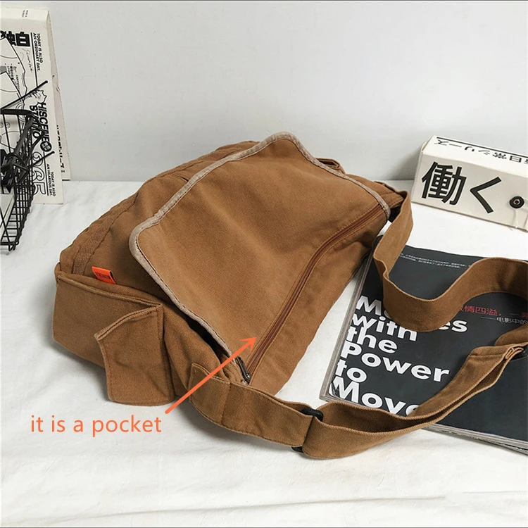 Borsa a tracolla di grande capacità in tela Casual per adolescenti in cotone 100% ecologico per borsa a tracolla Slouchy per libri femminili