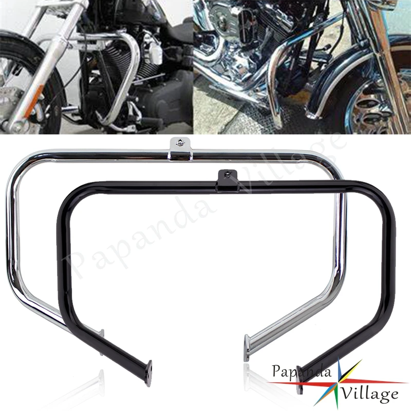 

Motorcycle Black Chrome Engine Guard Crash Bars Highway Protector For Harley Road King Street Ultra Glide FLHR FLHTCU 1997-2008