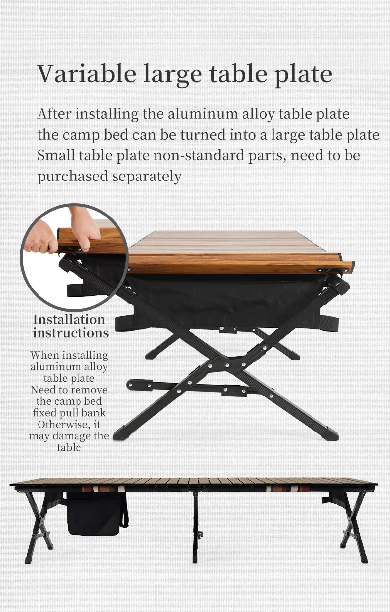 Naturehike XJC03 Outdoor-Klappbett, tragbar, stabil, schnell aufzubauen, Schlafliege, 140 kg Traglast, Picknick-, Reise- und Campingtischbett – Detail 8