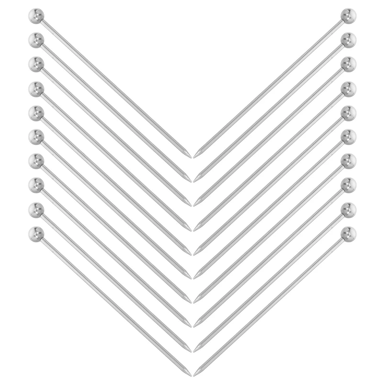 

20pcs Stainless Steel Cocktail Picks Reusable Drink Skewers For Martini Garnish Appetizer Fruit Fork Bar Tools Swizzle