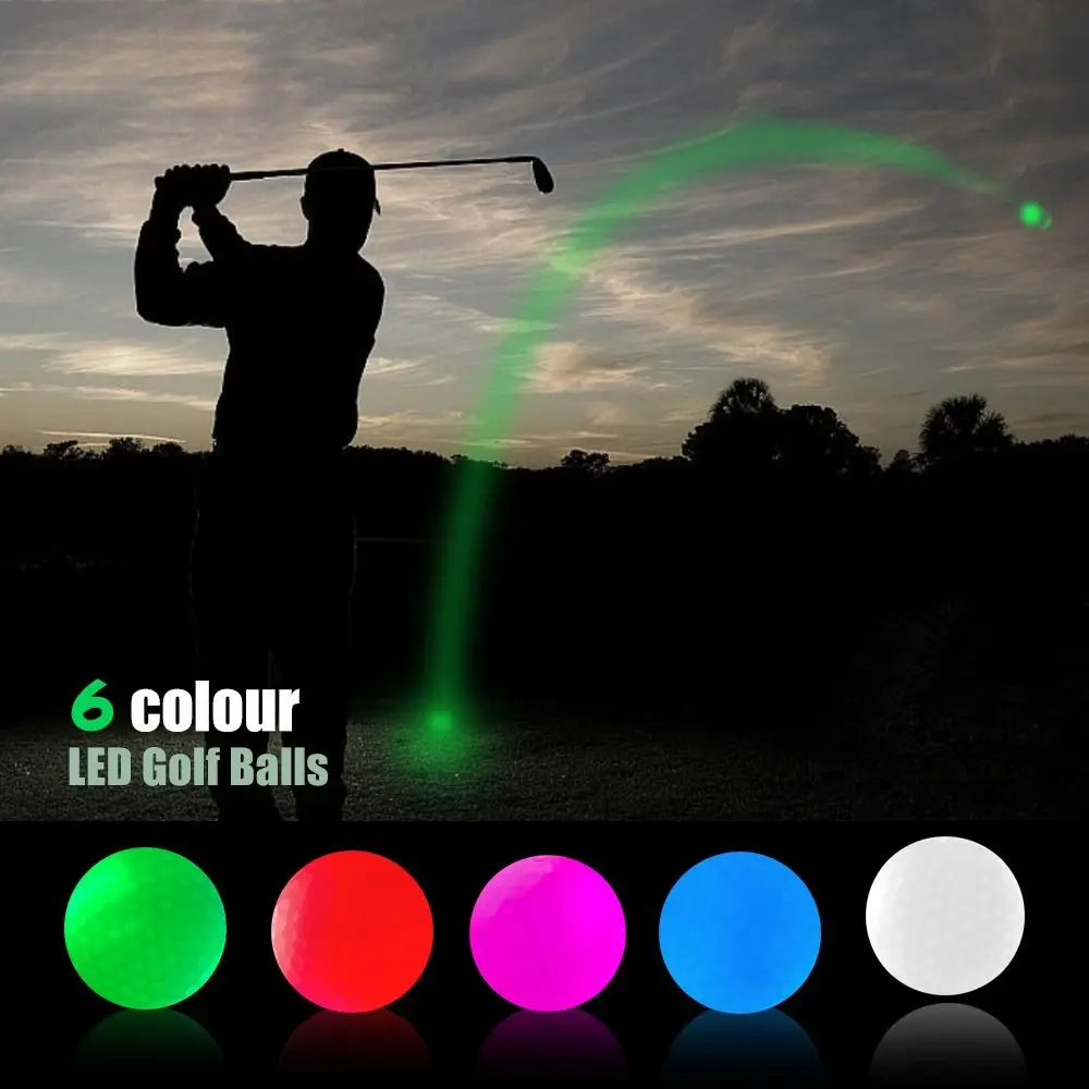 Multicolor Glow In The Dark Golf Balls 40 Hours Battery Life Resettable Time LED Golf Balls 3 Layer Construction Reusable