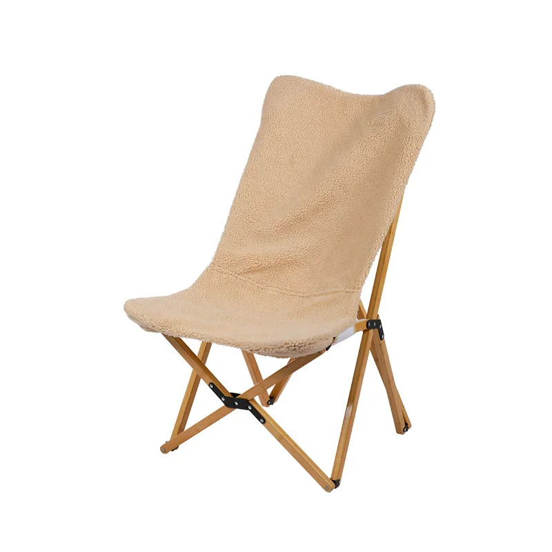 Outdoor Butterfly Chair Wood Folding Chair Portable High Back Moon Chair for Camping Fishing Sketching