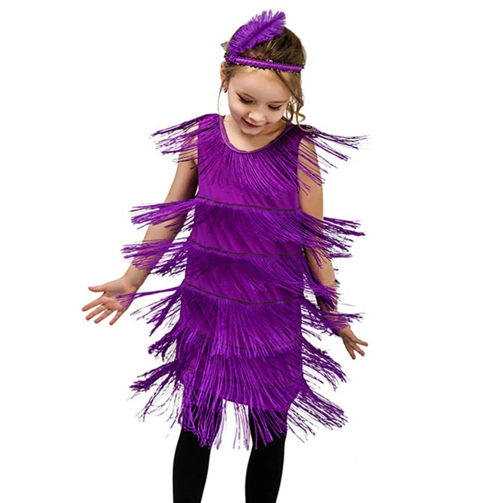 Children's Day Girls Retro Latin Dance Performance Dress Fringed Dress Dance Kids Girls Party Fringe Stage Performance Costumes