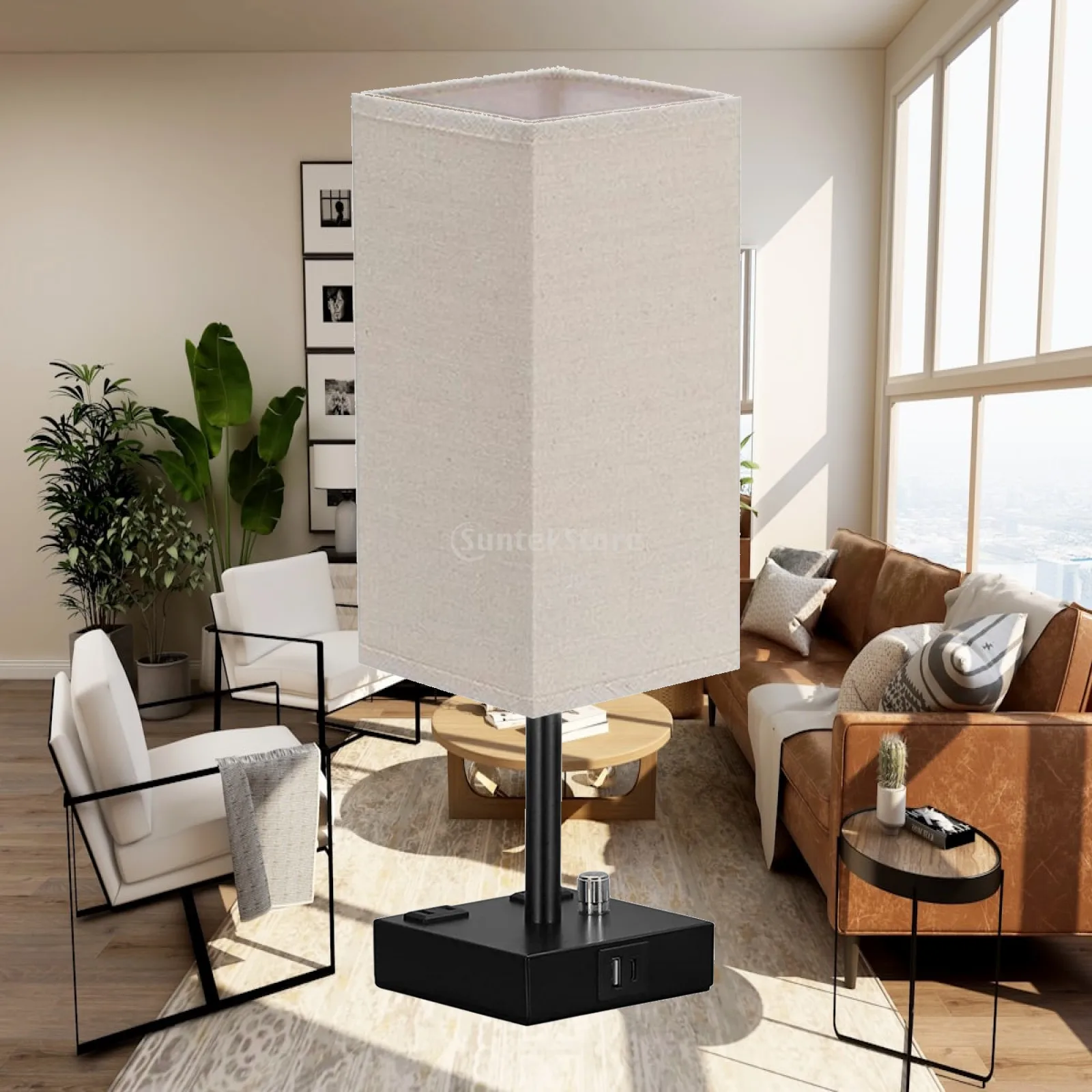 Bedside Lamp with USB C and A Ports Bedroom Bedside Minimalist Modern Socket Touch Dimming Table Lamp Hotel Home Decoration