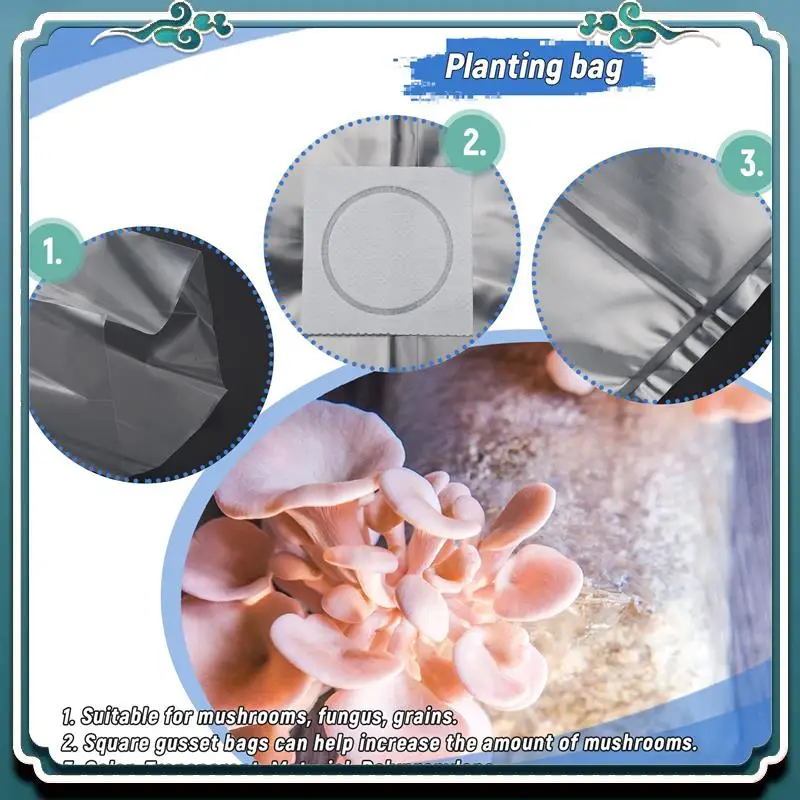 50Pcs 10X20 Inch PVC Mushroom Spawn Grow Bag Substrate Hight Temp Pre Sealable Garden Supplies Grow Bags Limited Time Offer