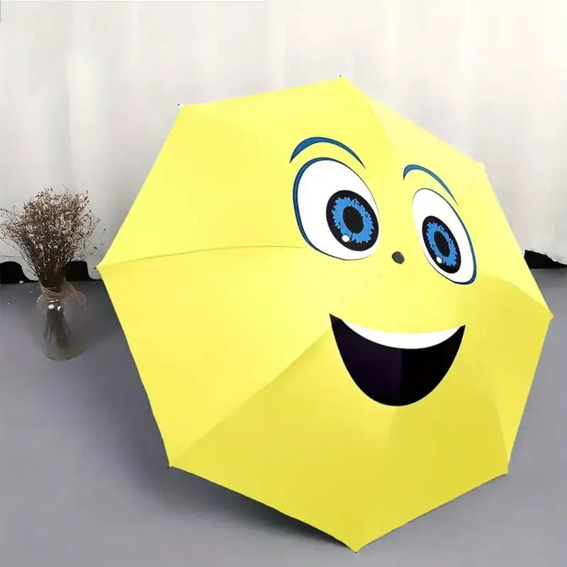 

Автоматический зонт с улыбающимся лицом - компактный складной дизайн, легкий дорожный зонт для мужчин и женщин, пастельные цвета