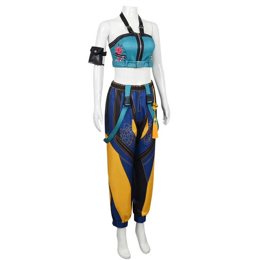 

2025 New Movie K-Pop Demon Hunters Cosplay Costume Zoey Top Pants Belt Set Halloween Party Props Stage Show Accessories