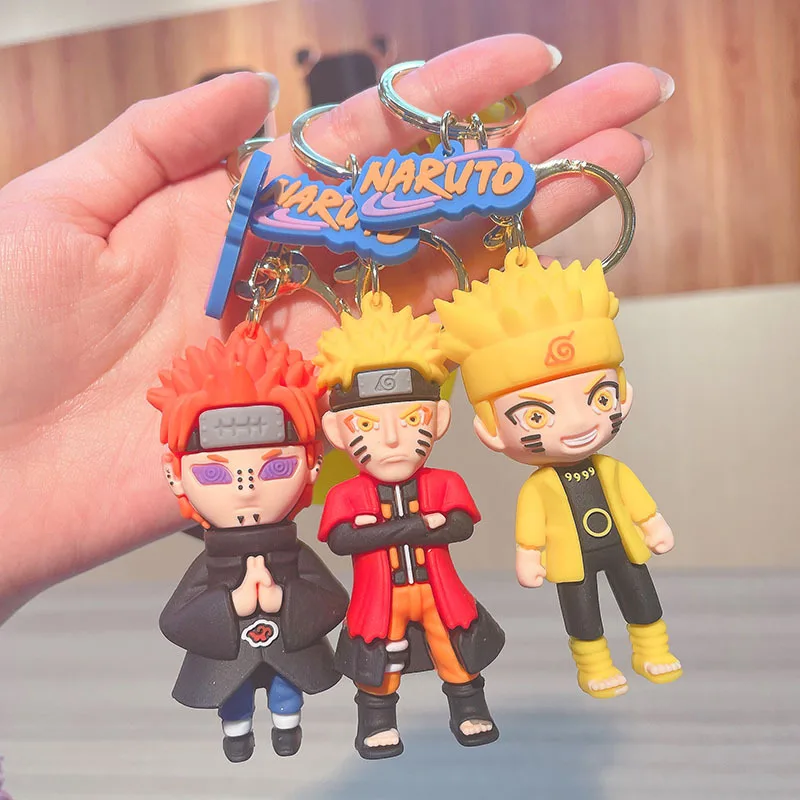 11cm Cartoon Anime Naruto Action Figures Keychains Sasuke Kakashi Key Pendant Cartoon Bag Pendant Doll Keychain Boy Gift