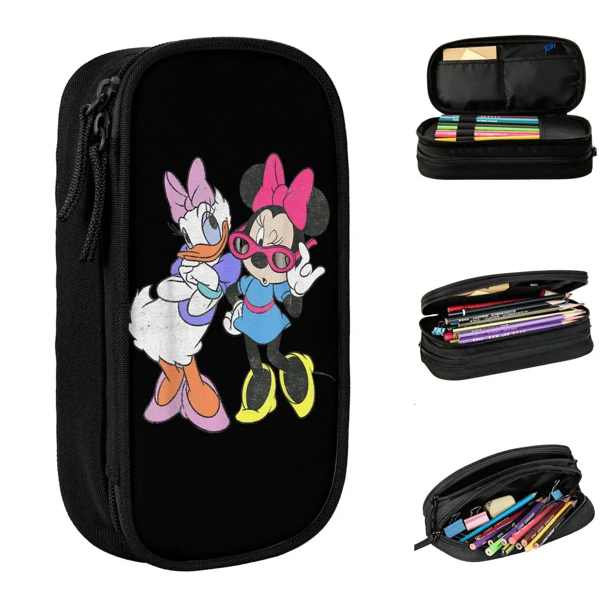 mickey anime mouse pen box engracado merch grande capacidade acessorios de escritorio kawaii minnie estojo papelaria presente presente surpresa 01