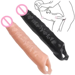 Penis Sleeve Enlargement For Men Extender Reusable Condoms Delay Ejaculation Anal Plug Sex Toys For Men No Vibrator For Women