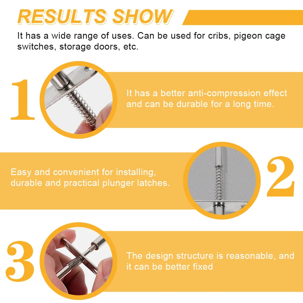10Pcs Steel Plunger Latches Spring Loaded Latch for Baby Crib Door Cabinet Pigeon Coop Adjustable Plunger Rod Anti-Compression
