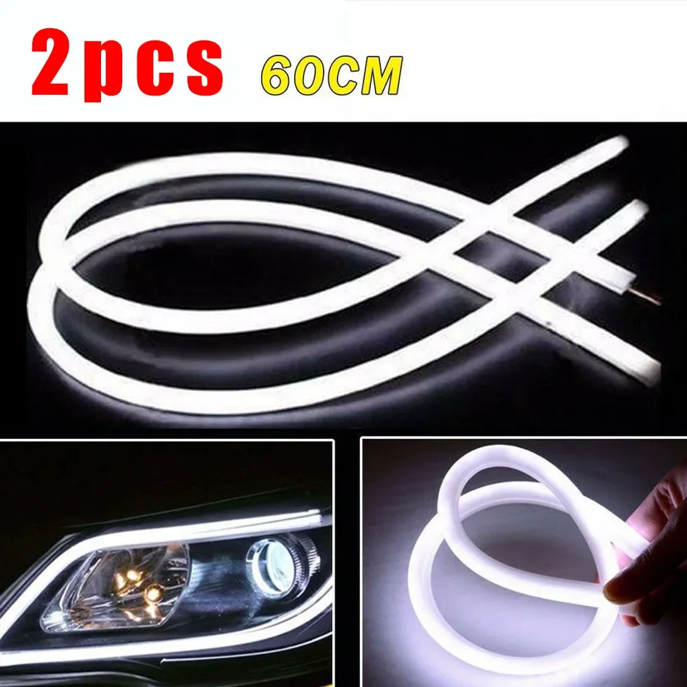 2PCS/set 60cm 12V Car LED Flexible Strips Lights Car DRL Daytime Running Lights Headlight Driving Lamp Car Parts