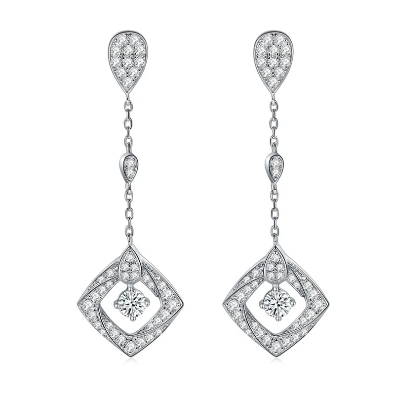 

EM4015F Lefei Fashion Classic White Moissanite Exquisite Desgin Long Josephine Square Earring For Women Silver s925 Jewelry Gift