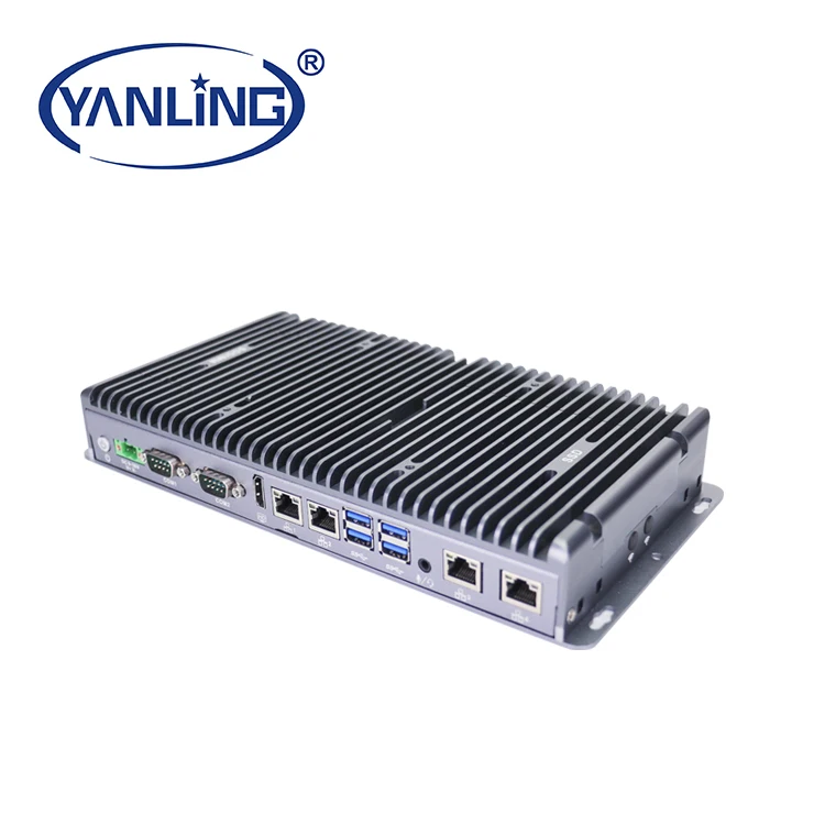 I7 كمبيوتر صناعي صغير بدون مروحة مع 4 منافذ LAN Linux Ubuntu كمبيوتر مدمج لنظام التحكم الصناعي كمبيوتر OPS صغير