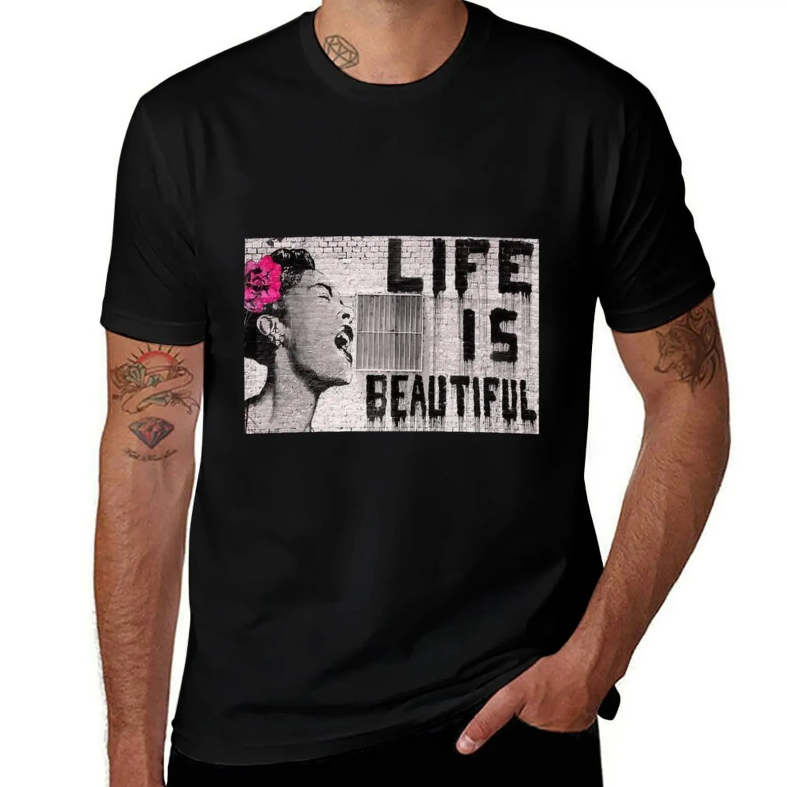 Футболка BANSKY LIFE IS BEAUTIFULL, прочная повседневная рабочая футболка