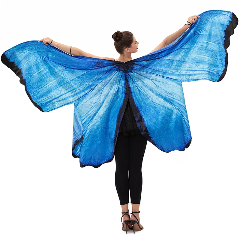 

Halloween Cosplay Costume Blue Butterfly Wings Fairy Princess Stage Performance Outfit Big Size