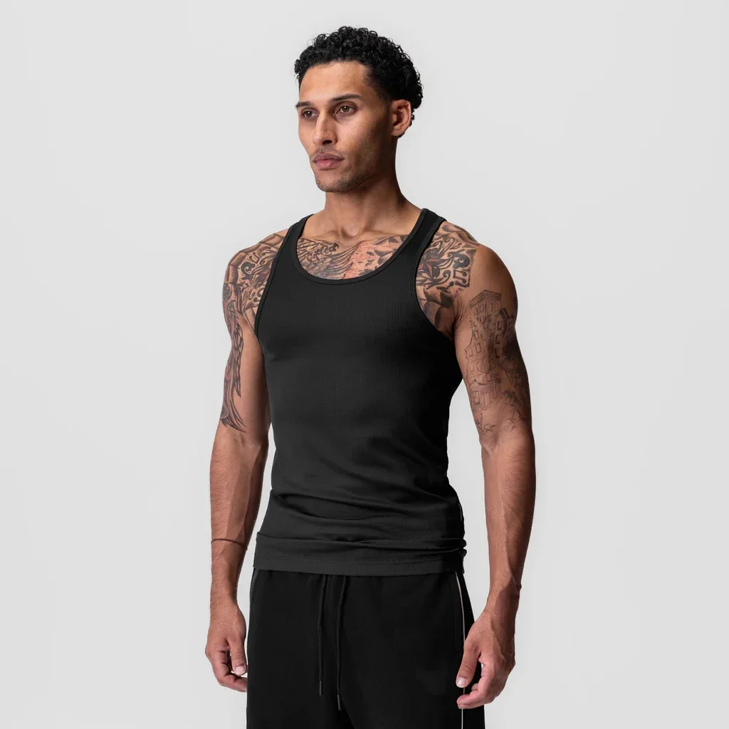 

Men's Fitness Center Vest Men's Fitness Sleeveless Solid-color Vest Men's Spiral Buckle Breathable Sports Vest Running Vest