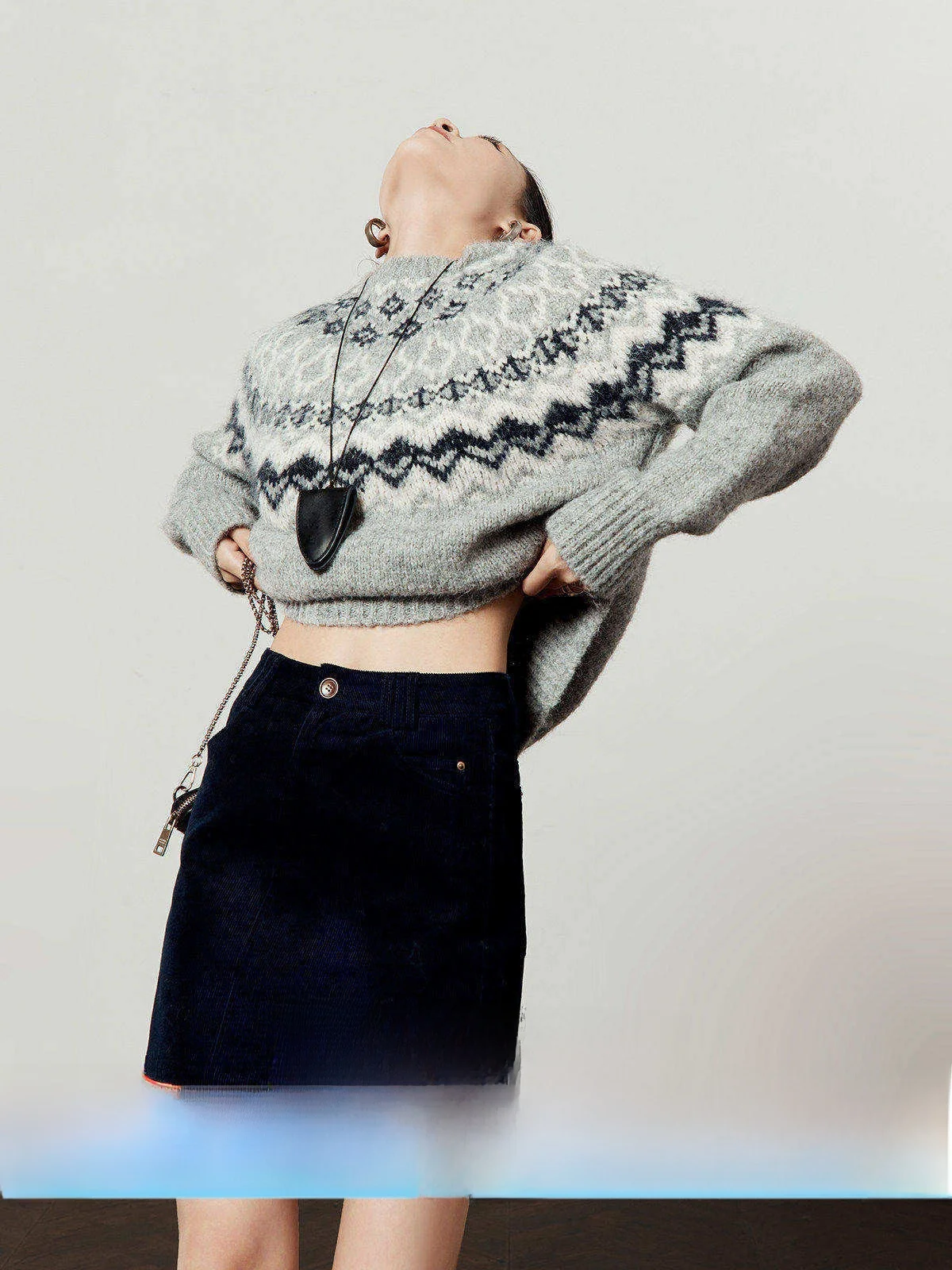 

ay Knitted Loose round Ne Sweater Women's Spring 2026 New Geometric Pattern Lazy Sle Top Warm Thermal Long Sve ort...