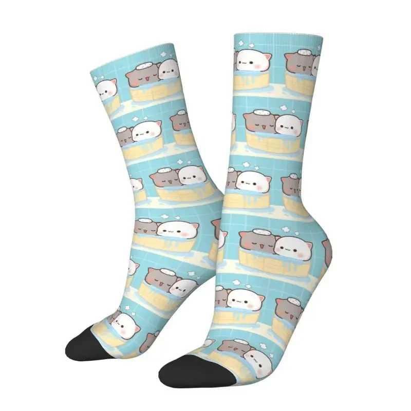 

Peach And Goma Mochi Bathing Men's Crew Socks Unisex Kawaii 3D Print Cute Cat Dress Socks