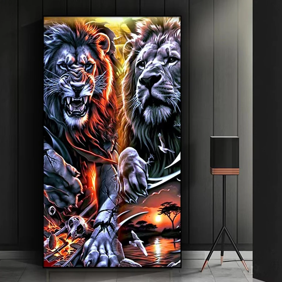 Diy Diamond Painting Amazing African grasslands Lion King New 2025 Full Diamond Mosaic Cross Stitch Kits wild Animal Home Decor