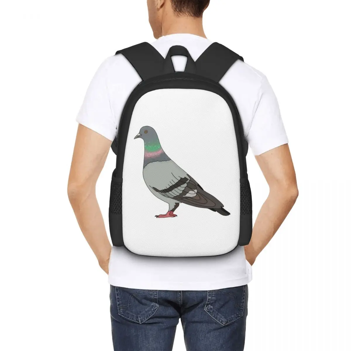 Pigeon Walk 2020, Black Background Student Backpack School Bag Hiking Travel Daypack for Men Women Fashion Bookbag Shoulder Bags