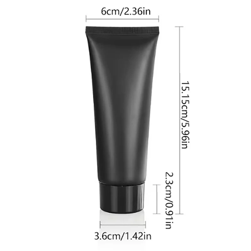 Tubos negros mate vacíos de 100ml con tapas abatibles, contenedores de crema facial rellenables, botellas de maquillaje de plástico esmerilado para viaje, 5 uds.