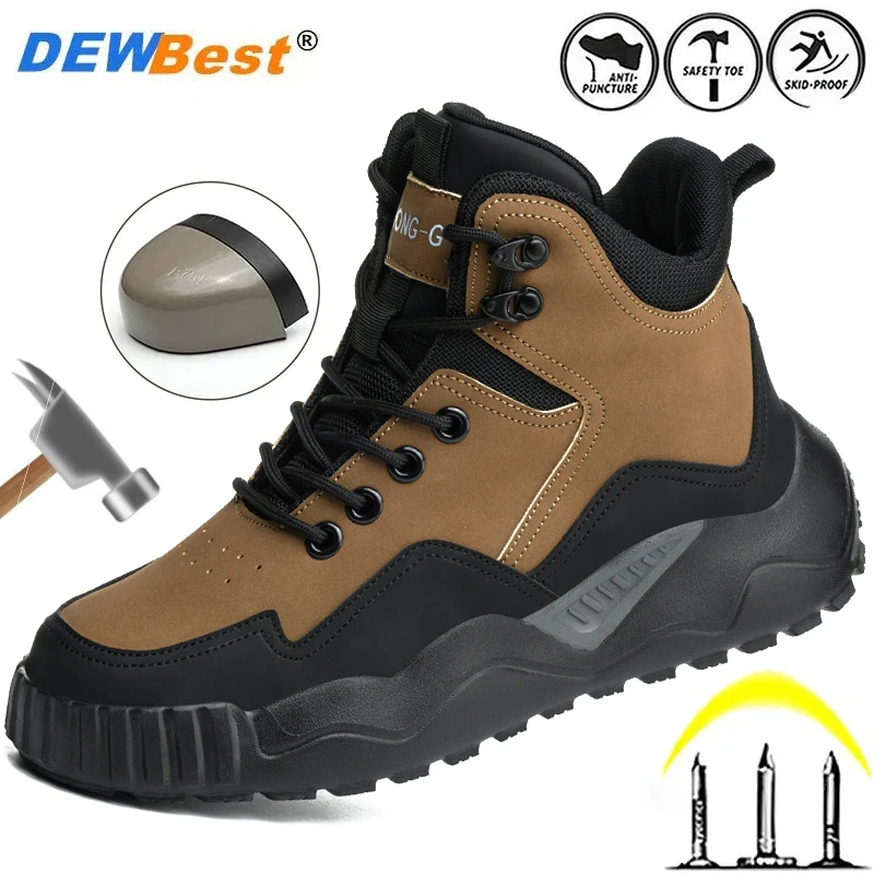 New male lightweight breathable safety shoes fashion wear-resistant work shoes steel head anti-smash anti-puncture safety shoes