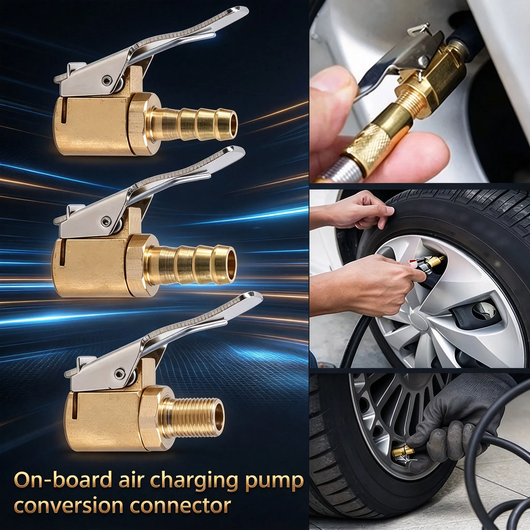 1PC 6/8mm Portable Inflatable Pump Connector for Car Tire Air Chuck Inflator Pump Valve Clip-on Adapter Brass Tyre Wheel Valve