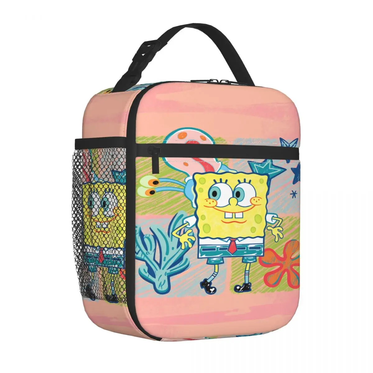 

Сумка для обеда S-Spongebobs, термосумка-холодильник для пикника, с принтом, для детей, из оксфордской ткани, удобная сумка-тоут