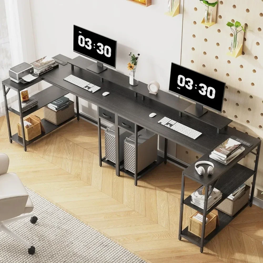 

# Hot L Shaped Gaming Desk With Power Outlet & LED Light, Corner Gaming Desk With Hook & Monitor Stand, Reversible Computer