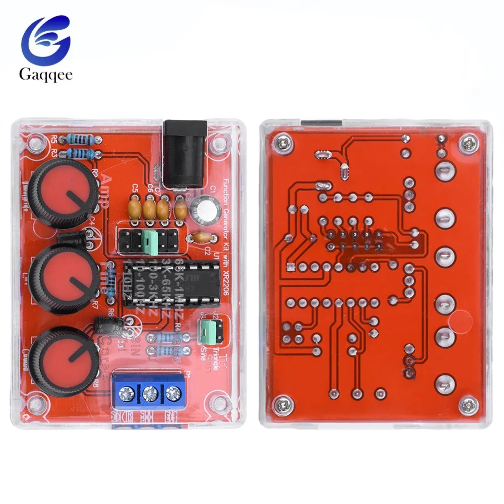 1Hz -1MHz XR2206 Function Signal Generator DIY Kit Sine/Triangle/Square Output Signal Generator Adjustable Frequency Amplitude