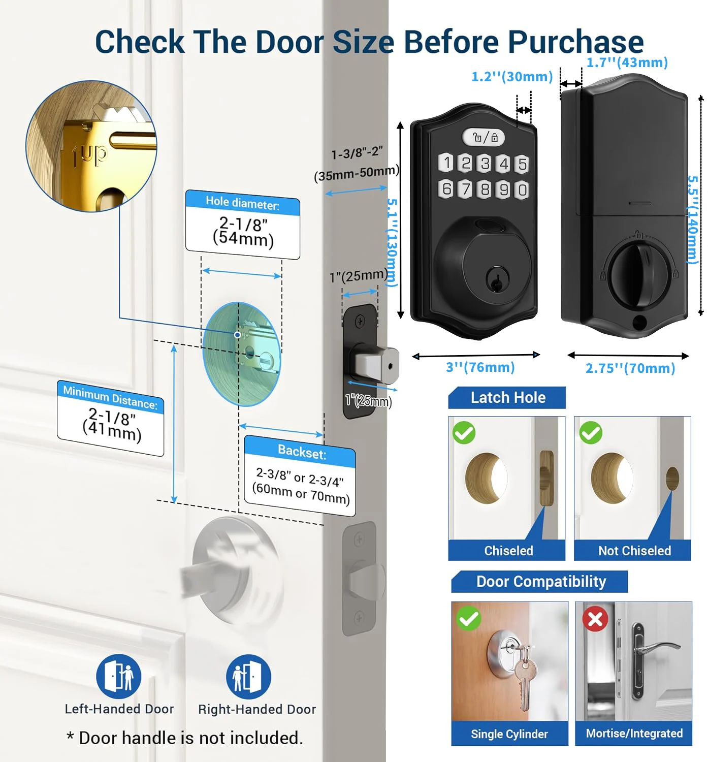 Tuya Smart Deadbolt Lock Keypad Smart Lock Fingerprint Deadbolt with App Keyless Entry for Front Door Security for Home House