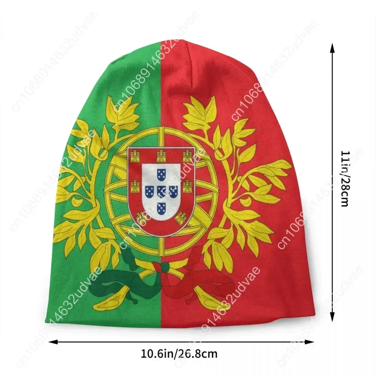 Custom Coat of Arms of Portugal Art Beanie Cap Outdoor Ski Portuguese Flag Knitted Hats Fashionable Unisex Pullover Hat