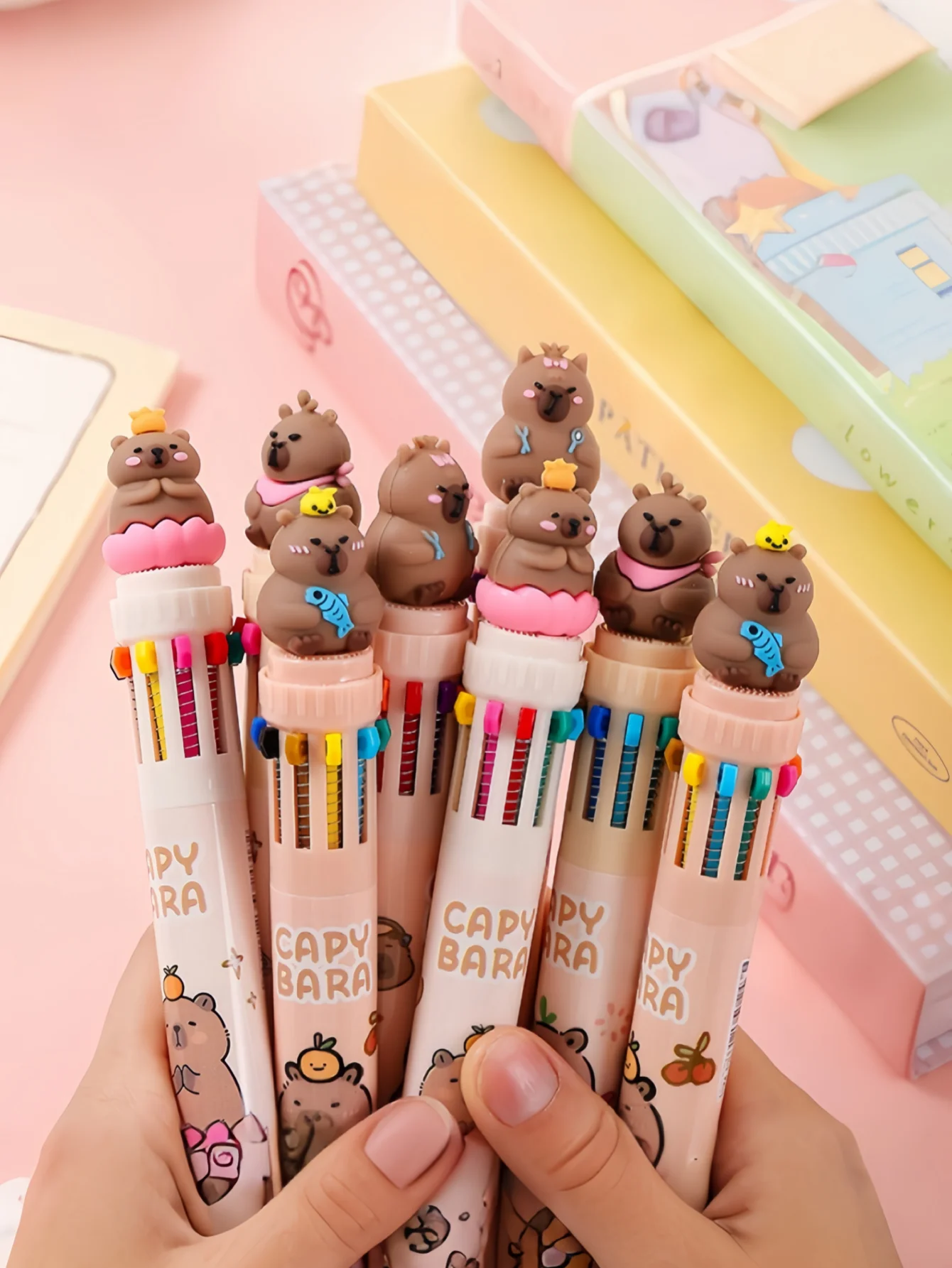 

Ten-Color Retractable Ballpoint Pen, Cute Capybara Design, Instagram-Worthy, High Aesthetic, Suitable for Students, Ideal for Ha