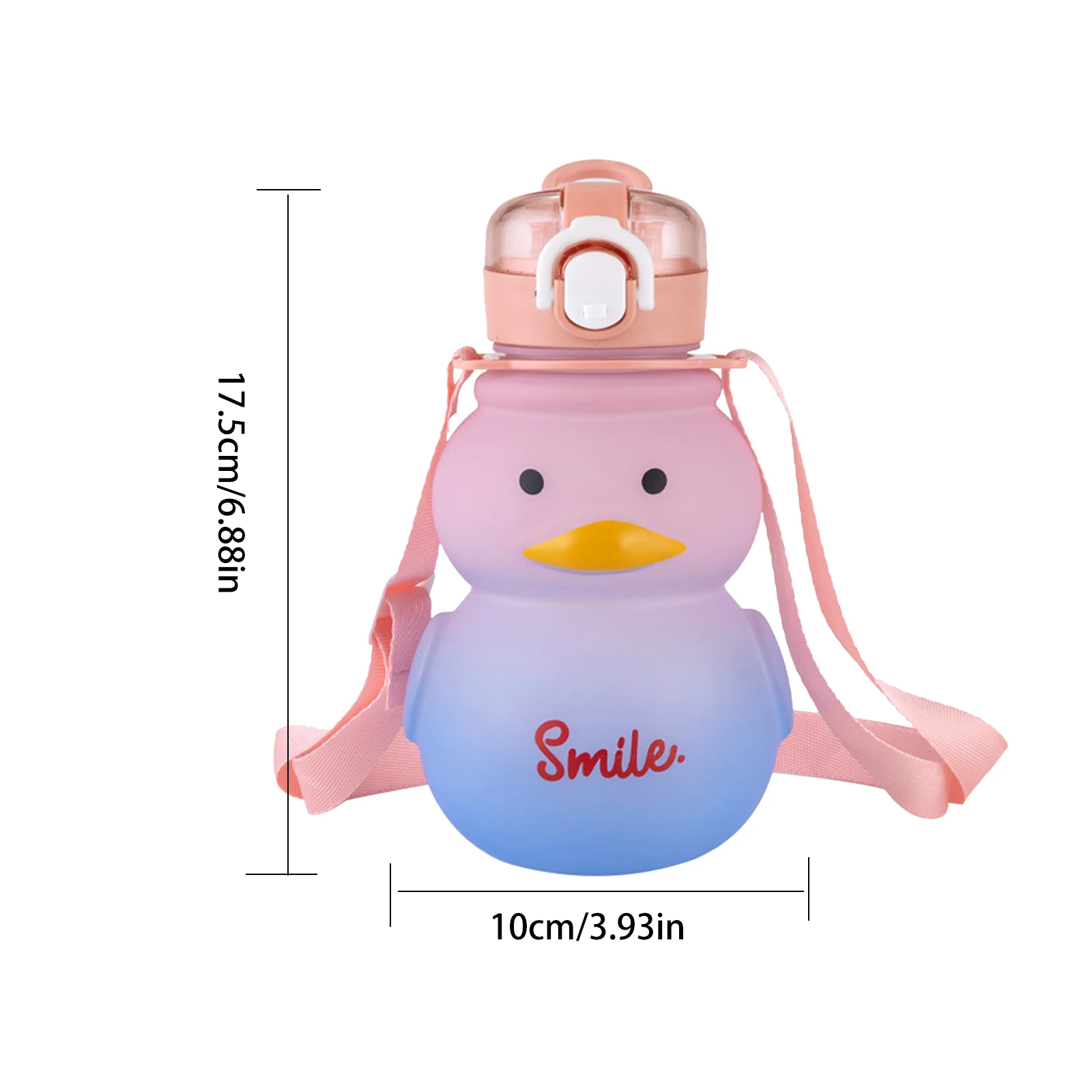 650ml Cute Water Bottle for Girls with Straw Portable Children\'s Kawaii Duck Kettle Summer Large Capacity Plastic Drinking Cup