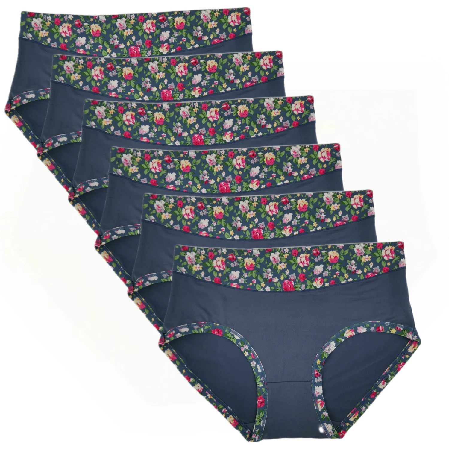 Plus size women's panties bamboo fiber briefs middle waist woman underwear panty floral printing woman panti 6pcs/lot