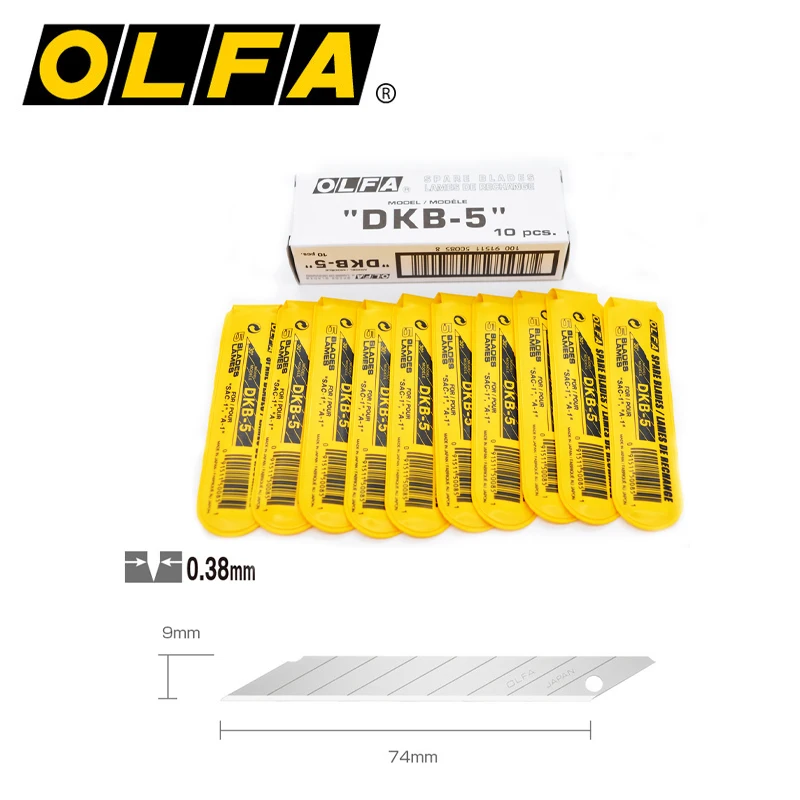 OLFA Made In Japan 30 Degrees Art Knife 9mm Film Cut And Sculpture Wallpaper Blade -50 PC DKB-5 Sharp Metal Blade angle blade