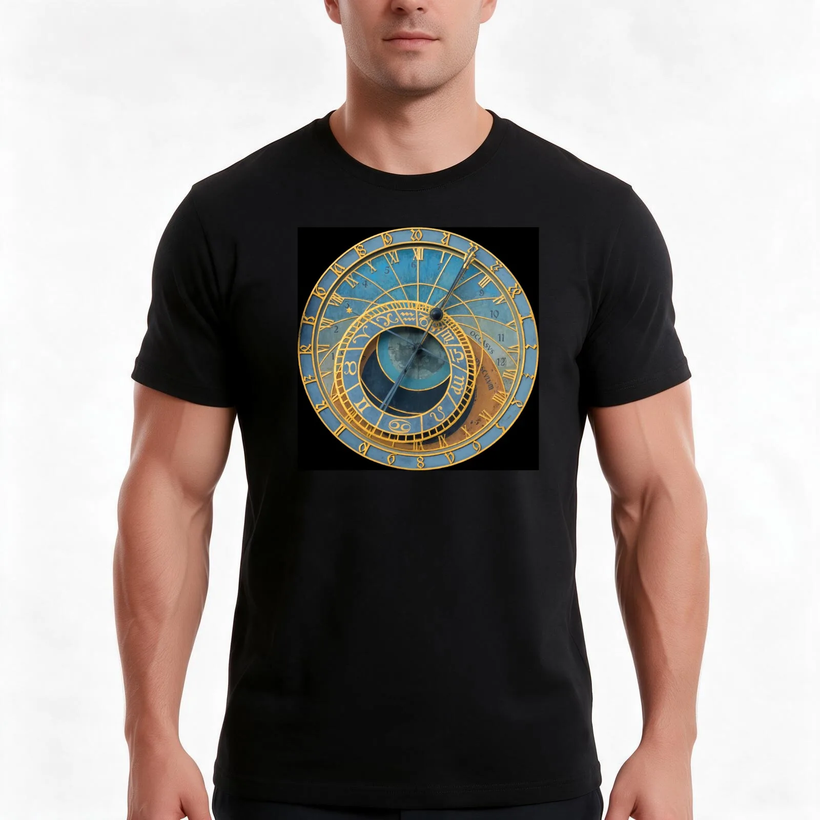 Stunning! Medievil Astronomical Clock or Prague Orloj in Prague / Praha Czech Republic - Professional Photo T-Shirt 100% Cotton