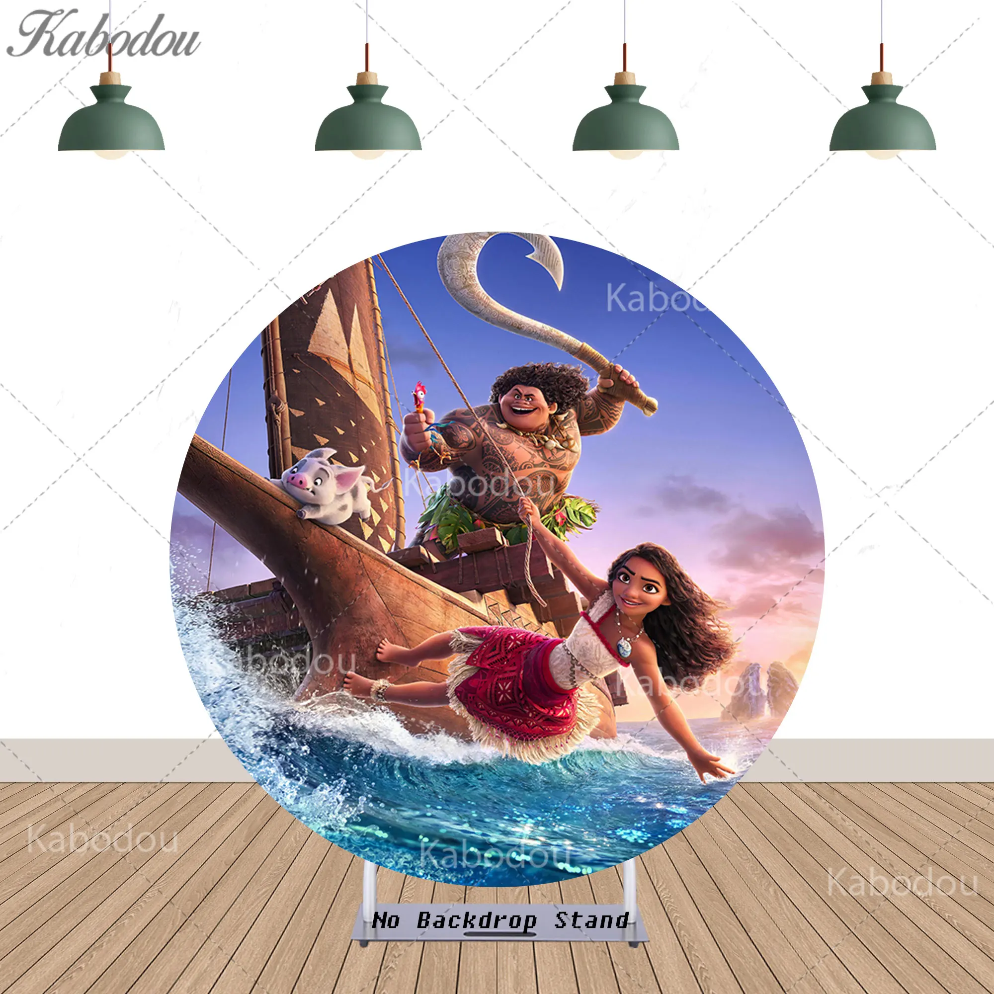 غطاء خلفية مستدير من Moana للأطفال الأولاد لتزيين حفلات أعياد الميلاد السعيدة، لافتة استحمام الطفل، دعائم تصوير خلفية #2