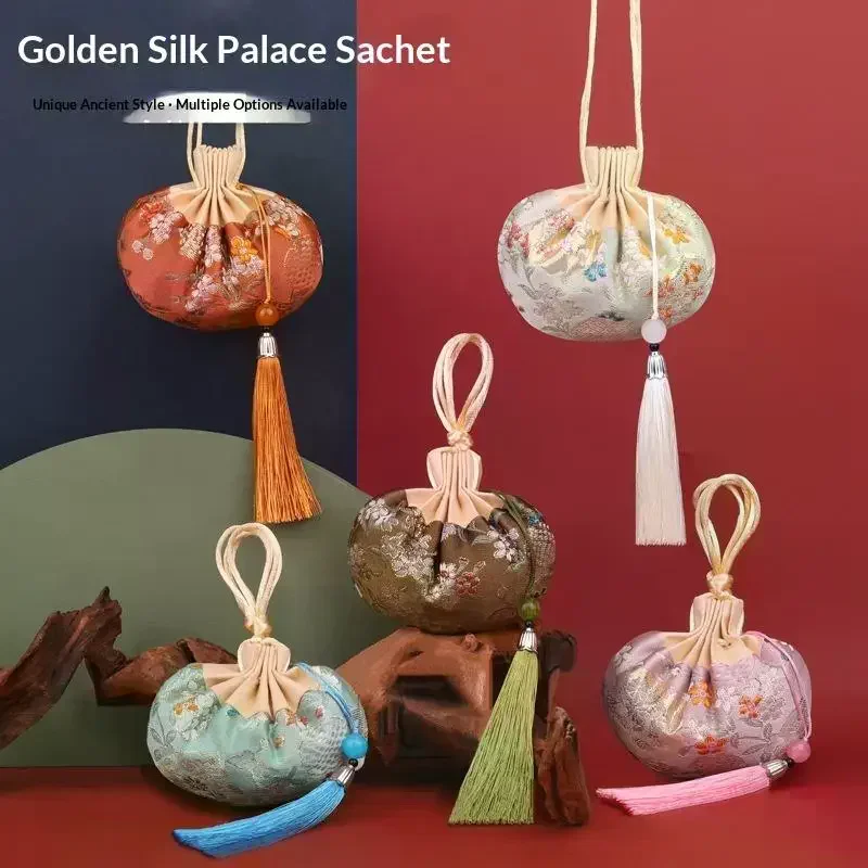 

Multi Color Tassel Flower Pattern Drawstring Cloth Hanging Decoration Chinese Style Storage Bag Empty Sachet Purse Pouch