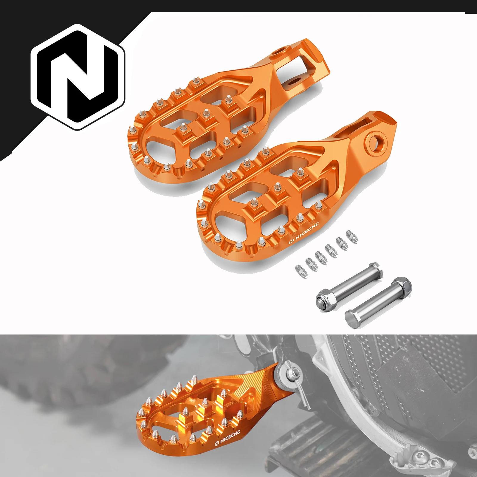 

NICECNC For KTM EXC 300 2024 Forged Footrests & Foot Pegs Rest Pedal Pins EXCF 350 XCW500 2024 SX125 SXF 450 XC300 XCF 2023-2024